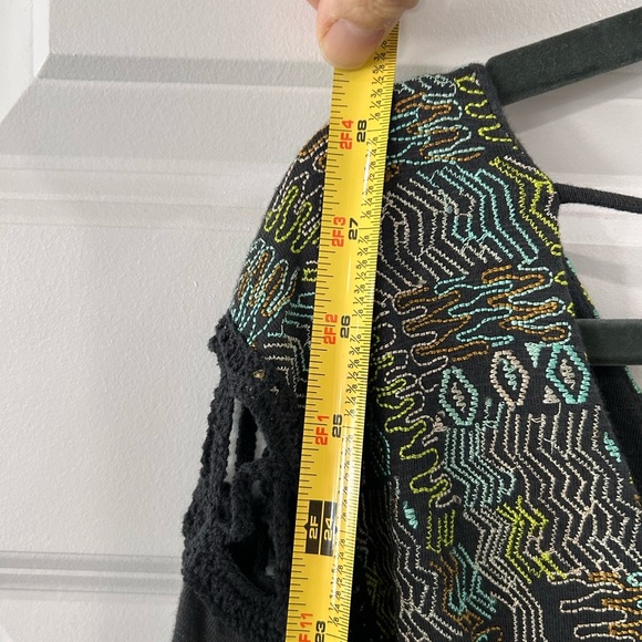 Free People Gray Boho Embroidered Tunic Blouse M Peasant Tiered Balloon Sleeve - Picture 10 of 12